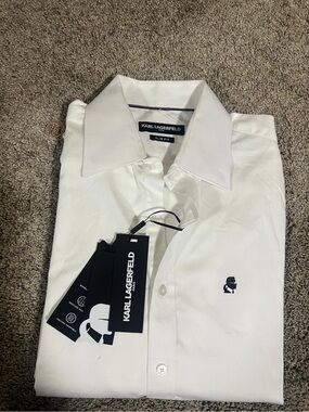 Jack & Jones White Dress Shirt with Dark Navy Logo